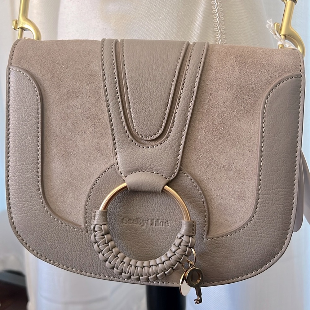 NWT See by Chloe Hana Crossbody in Motty Grey Leather/Suede‎